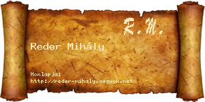 Reder Mihály névjegykártya